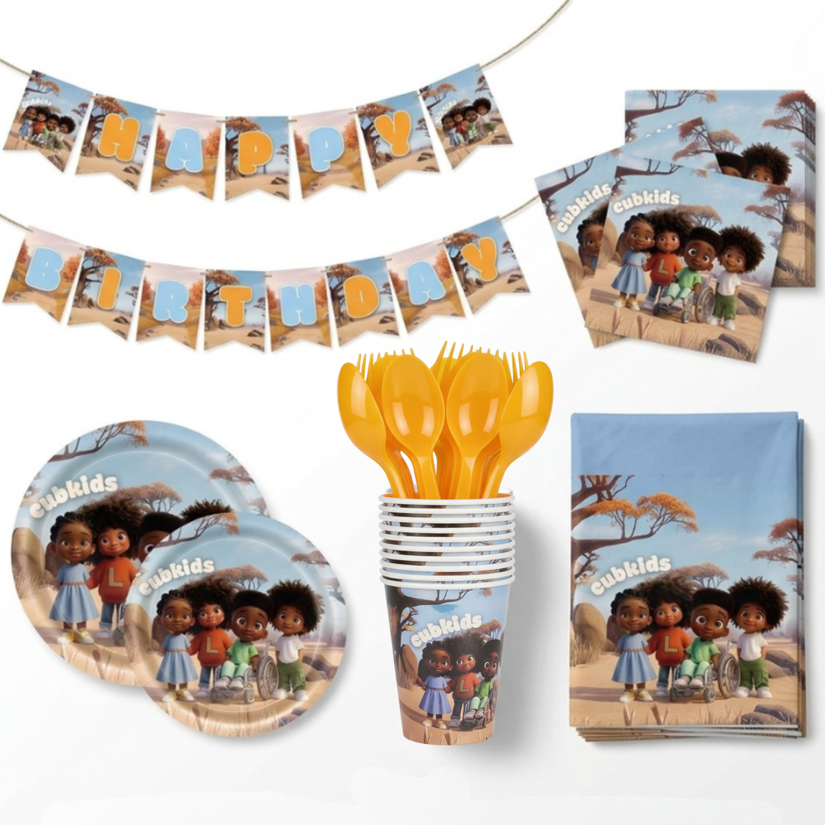 Pack Anniversaire CUBKIDS - 82 Pièces Tout Inclus pour 10 Invités (Édition limitée)